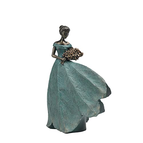 Guichifun Fairy Statue Leaf Angel Girls Resin Table Decor 5x3x7.5 Inch - color: Green-flower, size: Small