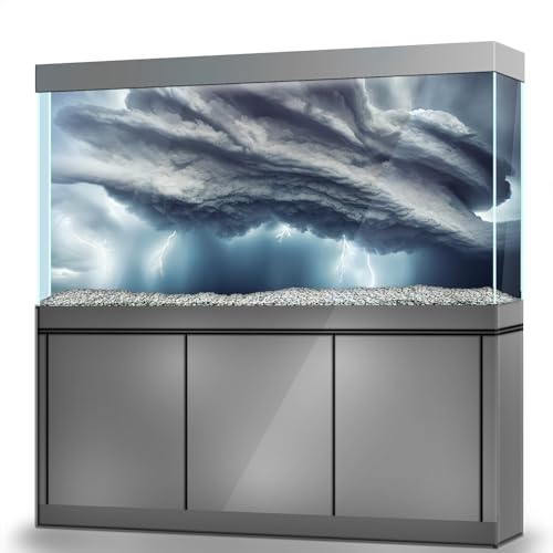 Aquarium Background Stickers - Thunderstorm Lightning - Self-Adhesive Fish Tank Reptile Terrarium Decor Poster (75 x 50 cm / (29.5 x 19.6 inches)) - size: 75 x 50 cm / (29.5 x 19.6 inches)