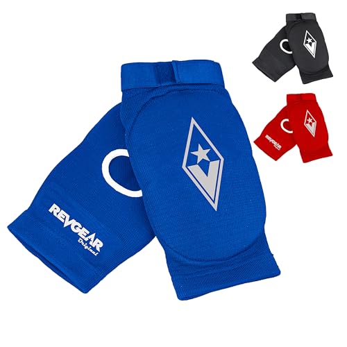 Revgear Slip-on Muay Thai Signature Elbow Pads, MMA, Jiu Jitsu, Krav MAGA - color: Blue, size: Large/XLarge