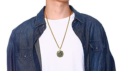 MEALGUET Allah Medallion Necklace, Stainless Steel Islamic Jewelry,Arabic Jewelry,Allah Name of God Round Pendant Necklace for Women and Men with Agate Beaded Chain, Muslim Gift Jewelry, Gift - style: Gold-stainless steel chain necklace