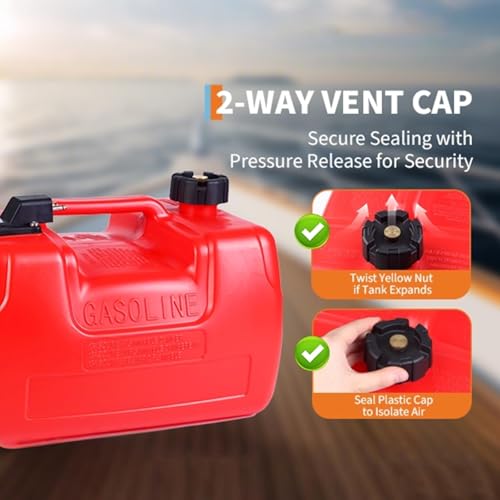 Marine Tank, 3 gal Marine Portable Tank Outboard Marine Boat Transfer Tank with 9.8 ft Hose, Gauge for Outboard Engine Boats, Yacht, Fishing Boat, Deck Boat, Red - size: 3 Gallon