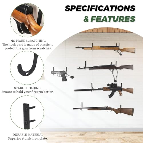 Gun Rack Hook for Gun Safe Shelf Gun Safe Accessory with Cable Lock Hole, Gun Hanger Pistol Organizer for Storage Display - style: 1 Pair