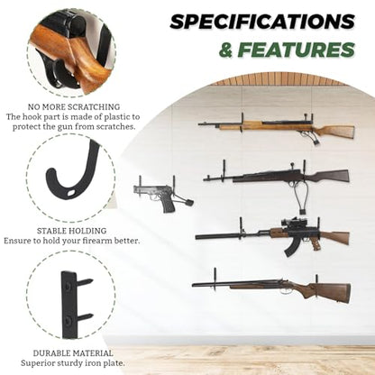 Gun Rack Hook for Gun Safe Shelf Gun Safe Accessory with Cable Lock Hole, Gun Hanger Pistol Organizer for Storage Display - style: 1 Pair