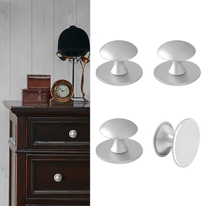 Adhesive Cabinet Knobs 4pcs Silver Self-Stick Knobs Drill Free Dresser Drawer Pulls Stainless Steel Stick On Handles for Medicine Cabinets Drawer Cupboards Glass Sliding Door Terrarium Lid - color: Silver