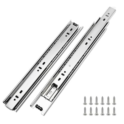 LONTAN 10 Pairs Side Mount Drawer Slides 18 Inch Heavy Duty Cabinet Rails | 100lb Load Cold Rolled Steel; 3-Section Full Extension; Smooth Ball Bearing Glides; Quick Release Easy Setup Replacement - color: Silver, size: 18 Inch - Drawer Slide