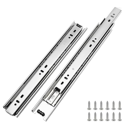 LONTAN 10 Pairs Side Mount Drawer Slides 20 Inch Heavy Duty Cabinet Rails | 100lb Load Cold Rolled Steel; 3-Section Full Extension; Smooth Ball Bearing Glides; Quick Release Easy Setup Replacement - color: Silver, size: 20 Inch - Drawer Slide