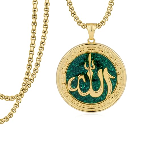 Allah Necklace 925 Sterling Silver Plated Allah Arabic Pendant Islamic Jewelry Gifts for Men