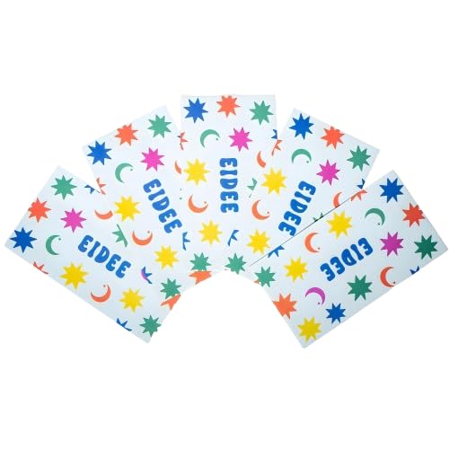 Eid Mubarak Money Envelopes – Eidee Cash Envelopes with Crescent Moon & Star Design – Eid Mubarak Gift Set of 5 – 6.5 x 3.625 Inches