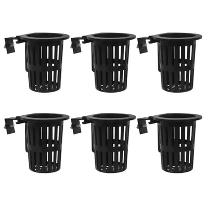 6pcs Hanging Hydroponic Basket Set for Fish Tank and Pond Plants – Small Round Black Plastic Mesh Net Pots (20-40mm) Wall-Mounted Planters for Aquatic Gardening and Balcony Decor