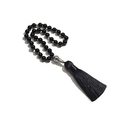 Tasbih Prayer Beads Allah & Muhammad Islamic Prayer Rosary Muslim Islam Misbaha Tasbeeh Sibha 99 Prayer Beads Necklace 33 Prayer Beads Bracelet - color: 8mm Black Onyx+33 Beads