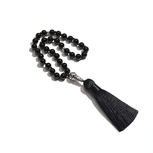 Tasbih Prayer Beads Allah & Muhammad Islamic Prayer Rosary Muslim Islam Misbaha Tasbeeh Sibha 99 Prayer Beads Necklace 33 Prayer Beads Bracelet - color: 8mm Black Onyx+33 Beads