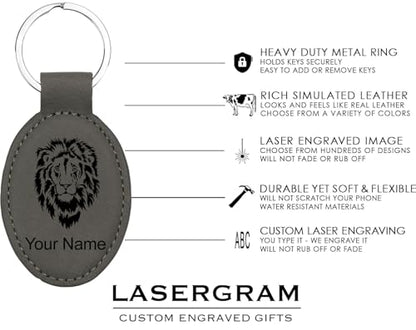 LaserGram Oval Keychain, Allah 2, Personalized Engraving Included (Gray) - color: Gray