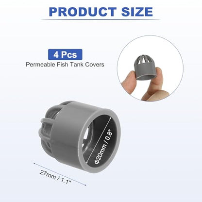 PATIKIL 0.8 Inch (20mm) Fish Cover Permeable Cap, 4 Pcs PVC Breathable Cap Aquarium Guard Fish Tank Intake Cover, Gray - color: Gray, size: 0.8Inch(20mm)