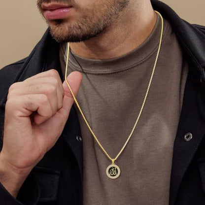 Allah Necklace for Men 925 Sterling Silver/18K Gold Plated Allah Arabic Pendant Islamic Jewelry Gifts for Men Women - style: Cubic Zircon