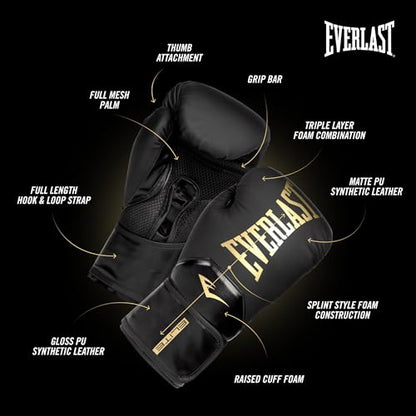 Everlast Elite 2 Boxing Gloves - color: Gold, size: 8 oz