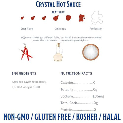 Crystal Hot Sauce Gift Box - Authentic New Orleans Louisiana Sauce Set for Gifts Parties Kitchen Essentials - Creole Apron, 12oz Original and Garlic Hot Sauce, 6oz Extra Hot Sauce, Gluten-Free No MSG