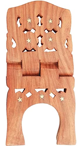 Goofy Turtle Wooden Hand Carved Book Reading Stand, Handrcafted Foldable Rehal for Geeta, Quran, Bible, Guru Granth Saheb and Ramayana 15 inch