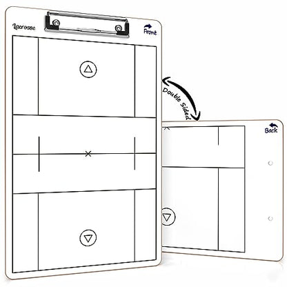 SCRIBBLEDO Lacrosse Dry Erase White Board for Coaches 15x9 Double Sided Coaching Clipboard with Field Diagram Lineup Sheet and Score Tracker for Games and Practice