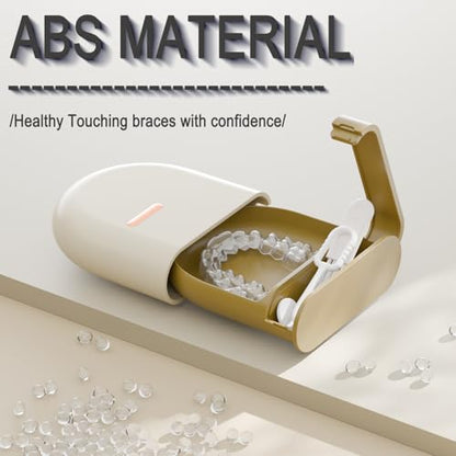 Retainer Case with Vent Holes, Pull-out Slim Denture baths,Compatible with Invisalign, Mouth Guard Set, Fashion Orthodontic Retainer Case with Retainer Removal Tool and Brush - color: Cream