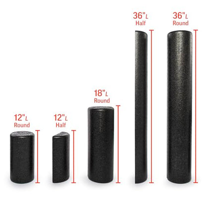 OPTP AXIS Firm Foam Roller, High Density Foam Roller for Physical Therapy, Yoga, Pilates, Fitness Exercise and Sports Training (Black, 36" X 3" Half-Round) - color: Black - 36" X 3" Half-round