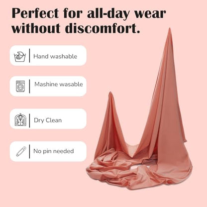 Premium Jersey Hijab Scarves -Turban Head Wraps for Women, Fashion Headbands Long Plain Muslim Shawls - color: Light Orange