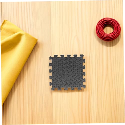 16pcs Grey Leaf Pattern Eva Foam Gym Mat Tiles with Black Edging – Interlocking Shock-Absorbing Thickened Floor Puzzle Mat for Home Workout and Play Areas