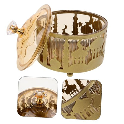 ABOOFAN Metal Tray Eid Mubarak Candy Tray Dessert Serving Dried Fruit Container Eid Candy Dish Mubarak Dessert Ramadan Plates Tableware Box Plastic