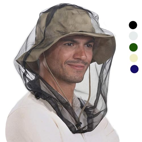 Practical Head Covers with Fine Density Mesh Antibug Head Net for Women Men Unisex Hiking Camping Fishing Accessories Gnat - color: Gray Topped
