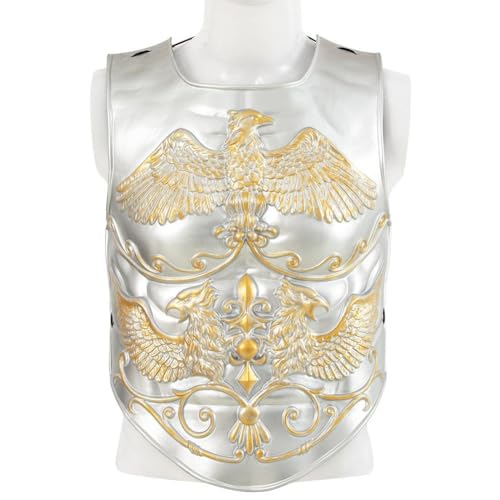 3 Pcs Medieval Knight Chest Guard, Retro Viking Body Chest Protector for Cosplay Party Renaissance Costume - color: Silver