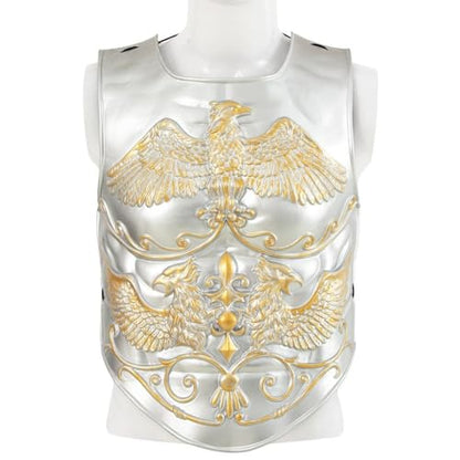 3 Pcs Medieval Knight Chest Guard, Retro Viking Body Chest Protector for Cosplay Party Renaissance Costume - color: Silver