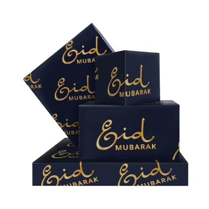 Eid Gift Wrapping Paper Ramadan Wrapping Paper, 4 Sheets "Eid Mubarak" Lettering - Printed Folded Flat Art Wrap for Muslim Arabic Islamic Holiday Party Celebration - Women Men DIY Craft 19.7 x 27.6 Inch