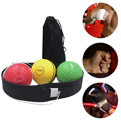 Adjustable Boxing Reflex Ball Set for Speed and - color: 1 Headband 3 Ball