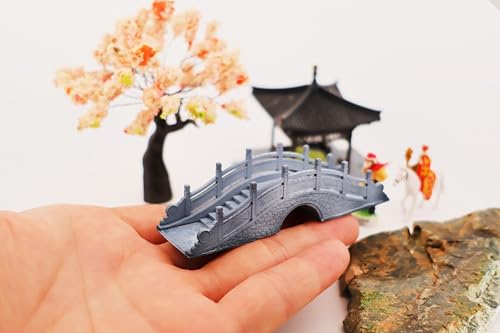 KARESANSUI Mini Bridge for Aquarium - Terrarium Decor, Chinese Architecture Diorama, Fairy Garden Accessories, Paludarium Decor, Zen Garden Kit, Miniature Pagoda, Shelf Decor