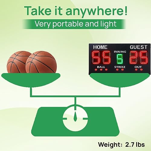 YZ LED Baseball/Softball Scoreboard for Fence, High-Light Digital Scoreboard with Remote, Rechargeable Wireless Electronic Baseball Scoreboard, Score Keeper with Innings Balls Strikes Outs Outdoor