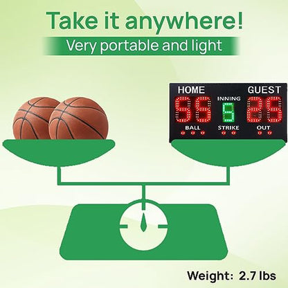 YZ LED Baseball/Softball Scoreboard for Fence, High-Light Digital Scoreboard with Remote, Rechargeable Wireless Electronic Baseball Scoreboard, Score Keeper with Innings Balls Strikes Outs Outdoor