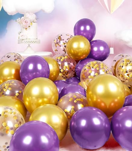 Graduation Decorations Purple Gold 2026/Purple Gold Balloons/Purple Graduation Party VIKINGS NYU LSU/Birthday Party Decor for Women Purple Gold/Eid Mubarak Decorations