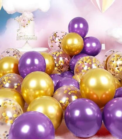 Graduation Decorations Purple Gold 2026/Purple Gold Balloons/Purple Graduation Party VIKINGS NYU LSU/Birthday Party Decor for Women Purple Gold/Eid Mubarak Decorations