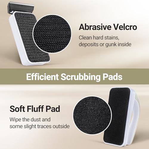 Yaubay Aquarium Magnet Glass Cleaner, Magnetic Fish Tank Cleaner with Algae Scraper, Double Sided Cleaning Scrubber Brush with Handle, Titanium Blade, Self-Floating, Fit 1/4"-1/2" Thick Glass, Large - size: Large
