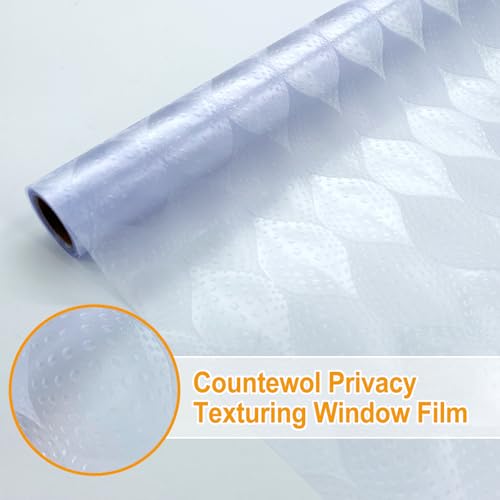 Countewol Frosted Window Privacy Film, Static Cling Non-Adhesive, Removable & Reusable, Anti-UV Heat Blocking for Bathroom Bedroom Office (Wave Frosted, 23.6 x 78.7 in) - color: Wave Frosted, size: 23.6 x 78.7 in