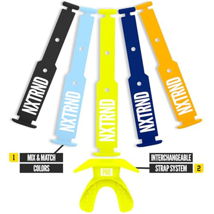 Nxtrnd One Pro Football Mouth Guard, Interchangeable Strap, Fits Adult & Youth (Neon Yellow) - color: Neon Yellow Pro