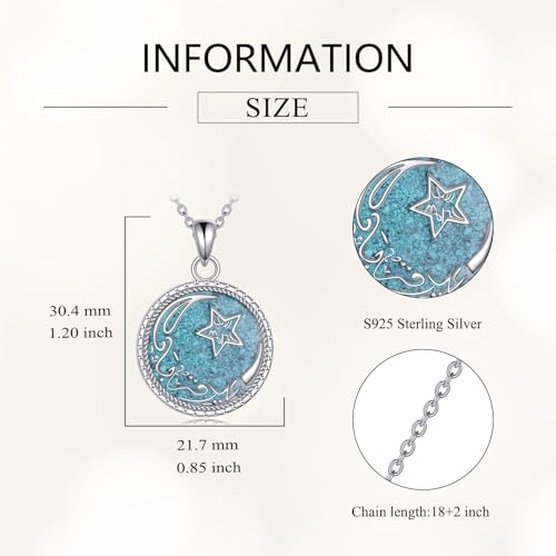 Sterling Silver Islamic Necklace Religious Muslim Pendant Islamic Jewelry Gifts for Men Women - style: Moon