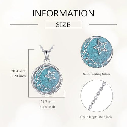 Sterling Silver Islamic Necklace Religious Muslim Pendant Islamic Jewelry Gifts for Men Women - style: Moon