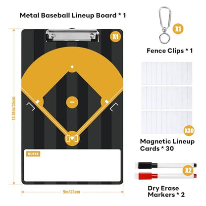 AOLEBA Baseball Lineup Board for Dugout,Dry Erase Magnetic Metal Baseball Clipboard for Coaches - style: Vertical - Black