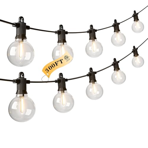 Kawaya G40 Outdoor String Lights 300FT IP65 Waterproof 2700K Patio Light - size: 300FT