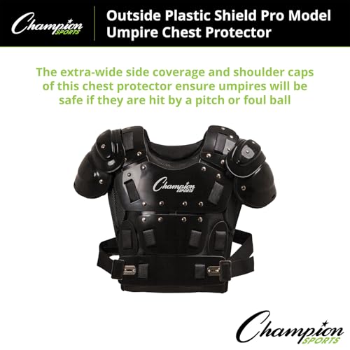 Champion Sports 13" Outside Plastic Shield Pro Model Umpire Chest Protector - Soft Foam Padded Chest Protector - Adult