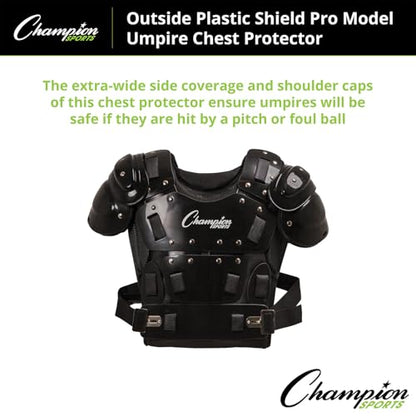 Champion Sports 13" Outside Plastic Shield Pro Model Umpire Chest Protector - Soft Foam Padded Chest Protector - Adult