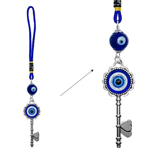 LUCKBOOSTIUM Evil Eye Keychain & Protection, Evil Eye Car Hanging Ornament, Rear View Mirror Accessories, Home Decor - color: Key 1