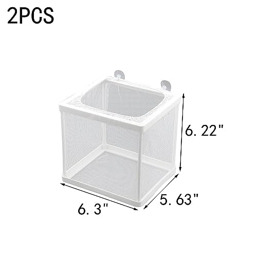 MY MIRONEY 6.3" x 5.63" x 6.22" Fish Incubator Mesh Box Pack of 2 | Aquarium Fish Breeder Box White Nylon Mesh Juvenile Fish Separation Net Fish Fry Hatchery with Suction Cups - style: 6.3" x 5.63" x 6.22"; White; without Divider
