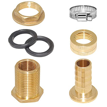 Joywayus Brass 1/2" Female x 3/4" GHT Male Water Tank Connector + 1/4" Barb x 3/4" GHT Female Swivel Garden Water Hose Pipe Connector - size: 1/4" Barb