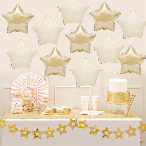 White Gold Star Foil Balloons,12Pcs 18Inch Star Shaped Balloons - color: White Gold